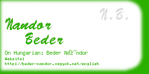 nandor beder business card